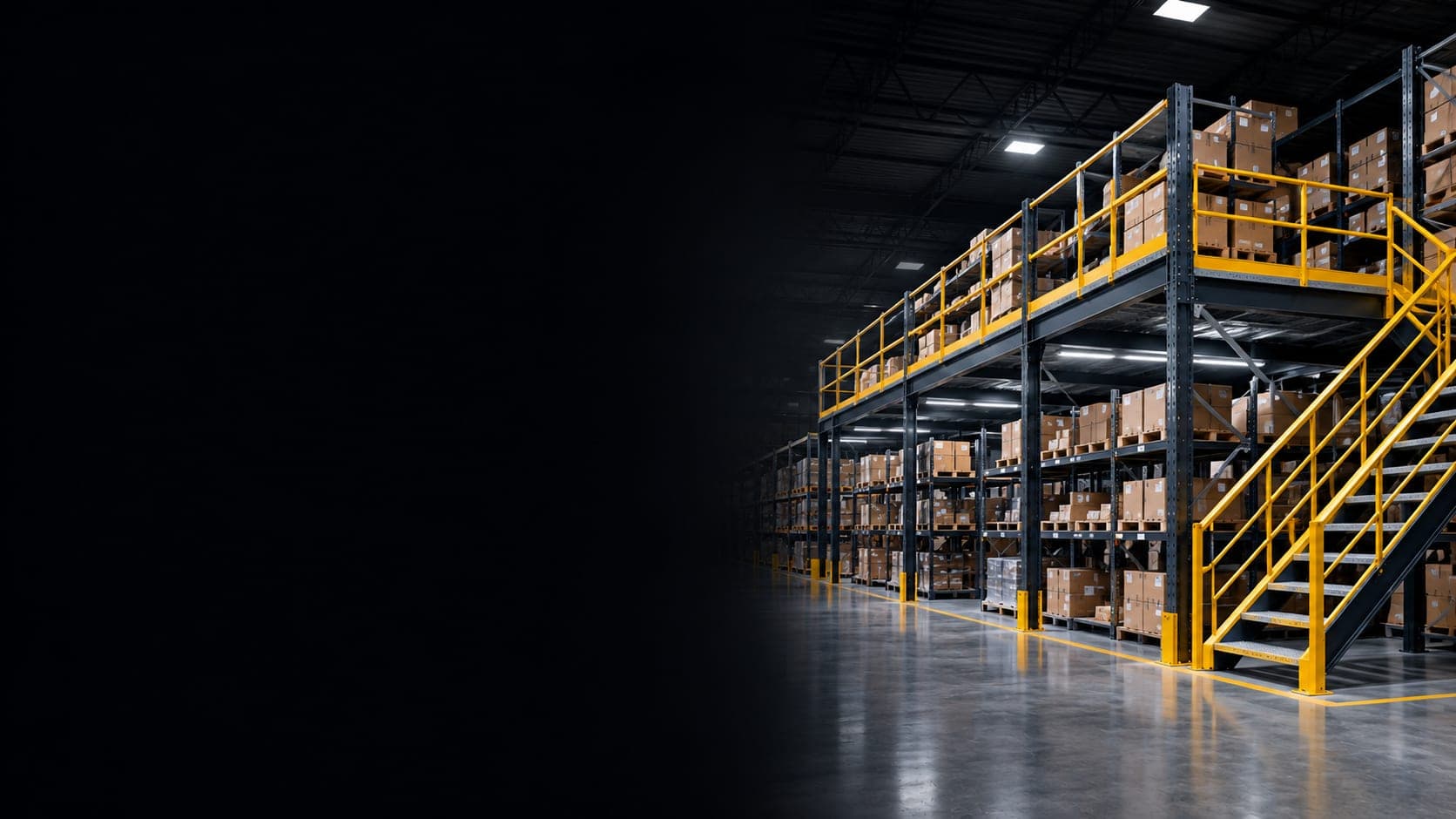 Industrial racking and storage systems installed across a manufacturing facility